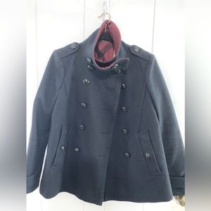 Burberry wool blend black peacoat jacket UK 6 US 4